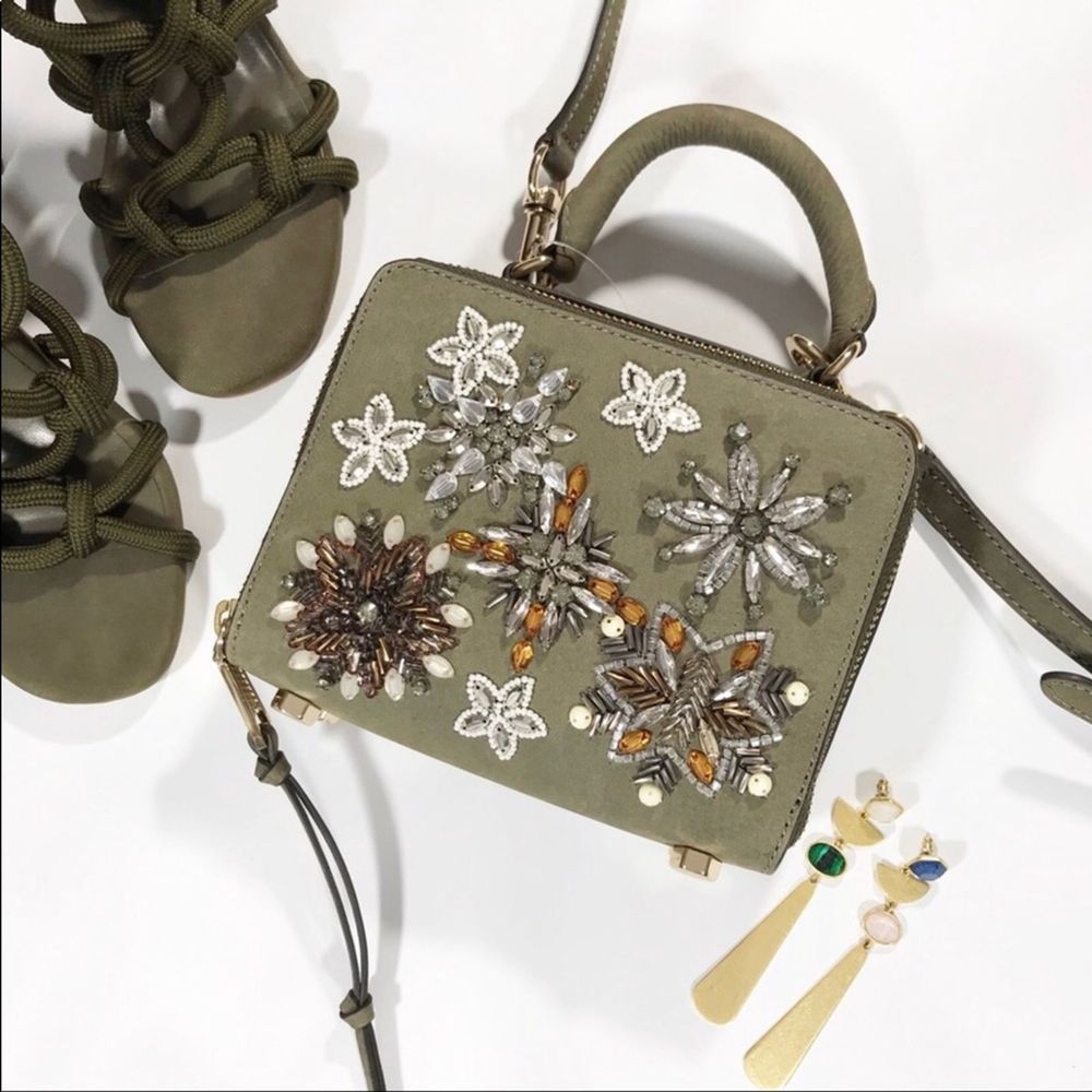 Rebecca Minkoff Green Beaded Box Crossbody